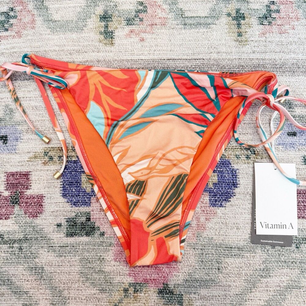 Vitamin A Womens High Waisted Botanical Bikini Bottoms Large Tropical Resort NWT